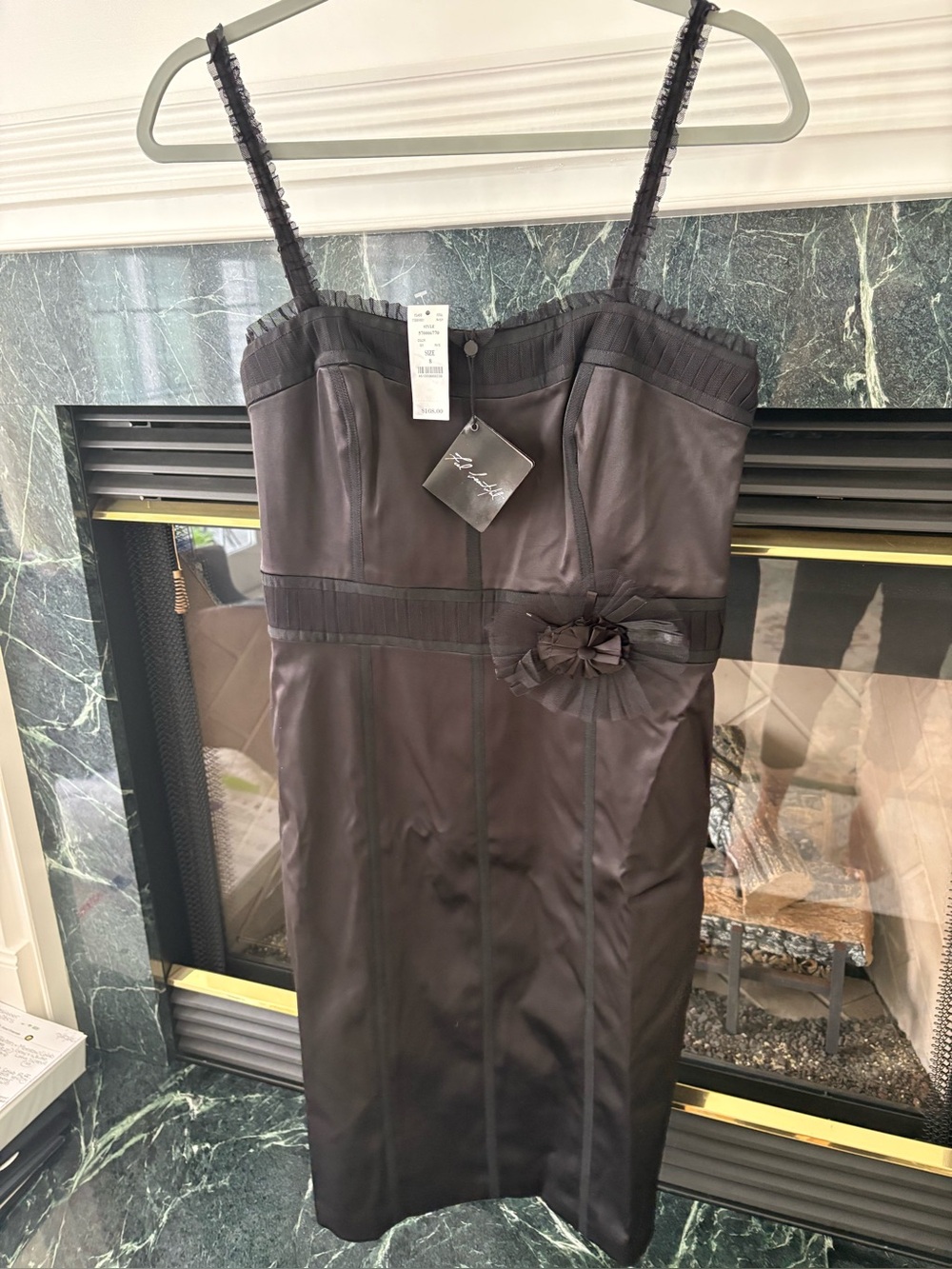 White House Black Market Black Mesh-Trim Dress